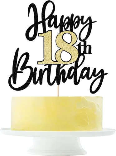 Miniatura 17 de Decoración para tartas de cumpleaños número 11 con purpurina negra y dorada, decoración de pastel de cumpleaños de 11 años y fabuloso cumpleaños