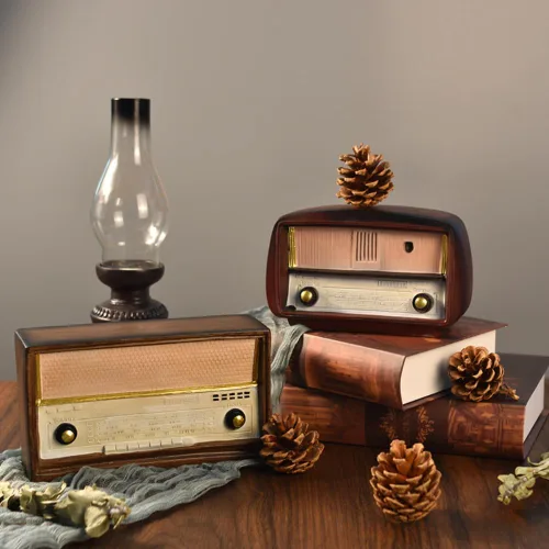 Miniatura 4 de Estatua retro de radio para decoración del hogar, figura de TV retro para estante, estantería, mesa, oficina, sala de estar (radio)