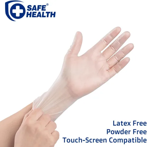 Miniatura 2 de Safe Health Vinyl Exam Disposable Gloves, Free of Latex & Powder, Clear, 3.5 Mil, Medical Grade