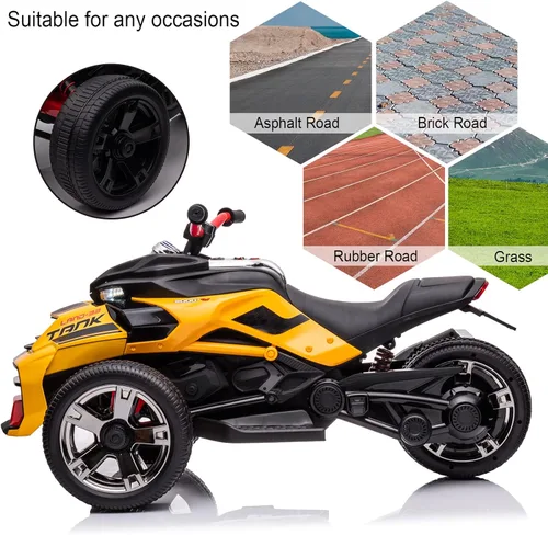 Miniatura 4 de Motocicleta ATV para niños de 24 V, juguete eléctrico para niños y niñas, 3 ruedas con modos de alta y baja velocidad, auto con luces LED