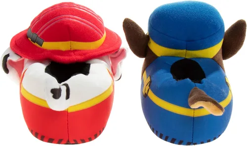 Miniatura 3 de Nickelodeon Paw Patrol and Sponge Bob Squarepants Zapatos de casa Chase y Marshall para niños pequeños Zapatillas de casa de felpa, ligeras
