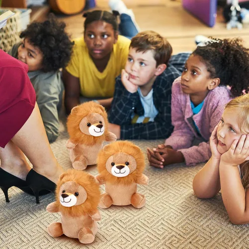 Miniatura 6 de Arrowbash 8 juguetes de peluche de leones de 9 pulgadas, a granel, regalo de fiesta de león, juguetes de peluche para niños y niñas, recuerdos