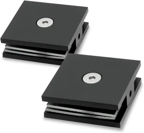 CKB Abrazadera de vidrio de latón, 2 paquetes de clips de montaje en pared y piso, para vidrio de 5/16 a 3/8 pulgadas de grosor de vidrio, negro mate