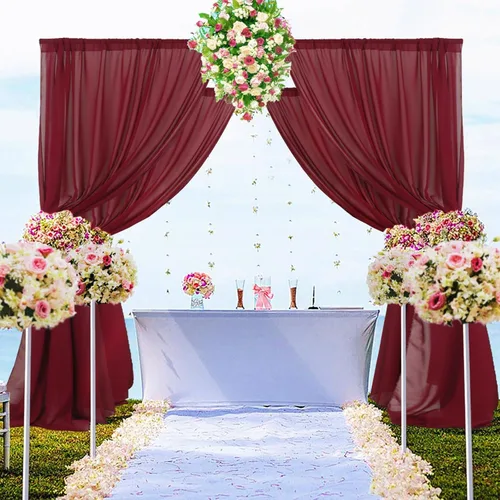 Miniatura 44 de DUOBAO Cortina de gasa naranja transparente de 10 pies, 2 paneles de 29 x 120 pulgadas, cortinas de tela de gasa para ceremonia de boda, cortinas