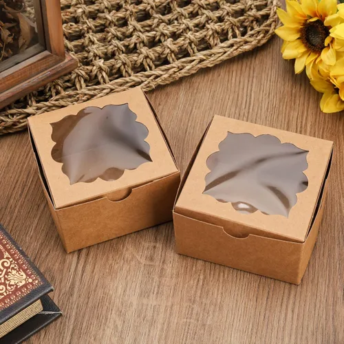 Miniatura 2 de NPLUX - 50 cajas de galletas con ventana, cajas de panadería, cajas pequeñas para dulces, cajas de pastelería de 4 x 4 x 2.5 pulgadas, regalos