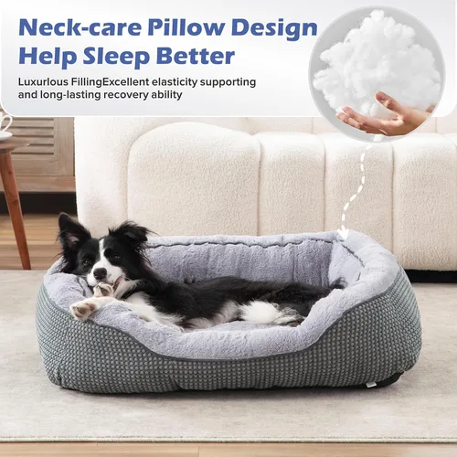 Miniatura 7 de INVENHO Cama para perros pequeños para perros pequeños, camas para gatos de interior, lavable, cama ortopédica para perros, cama cálida suave y Gris