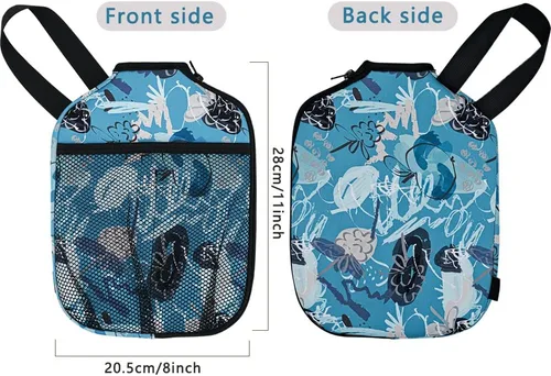Miniatura 7 de WK IEASON Funda de neopreno para paletas de pickleball con bolsillos interiores y correa de asa, funda para raqueta y organizador de bolas Impresión