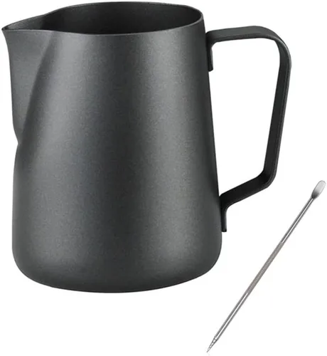 Miniatura 3 de Jarra espumadora de leche espresso, 12 onzas, 20 onzas, taza espumadora de leche de acero inoxidable, con plantillas de decoración de café