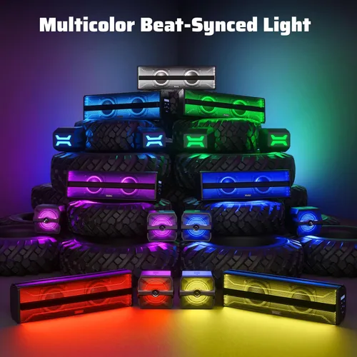 Miniatura 3 de Ehaho Barra de sonido estéreo UTV de 2.1 canales (subwoofer) y altavoces, barra de sonido Bluetooth ATV de 17 pulgadas con luces RGB, altavoces