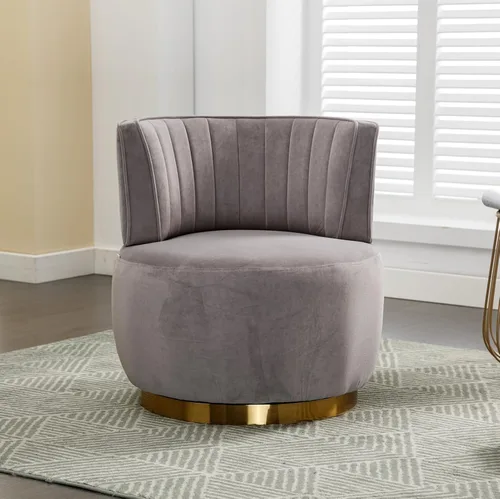 Miniatura 15 de Silla giratoria de terciopelo, sillón giratorio tapizado de 360 grados, moderno y cómodo sillón redondo para sala de estar pequeña, dormitorio