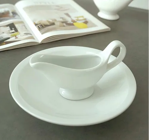 Miniatura 5 de Salsa, bote de salsa de 9.4 onzas, cuenco de salsa de 9.5 fl oz, plato de cerámica para servir, dispensador blanco (9.4 onzas)