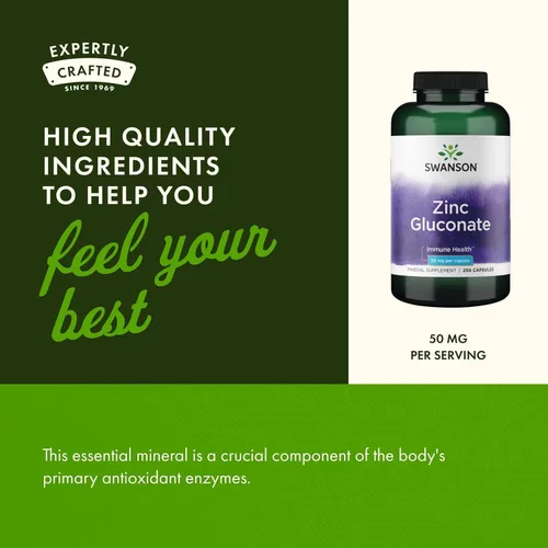 Miniatura 5 de Swanson Gluconato de zinc – Suplemento mineral que promueve la salud de la próstata, la salud de la visión y el apoyo inmunológico
