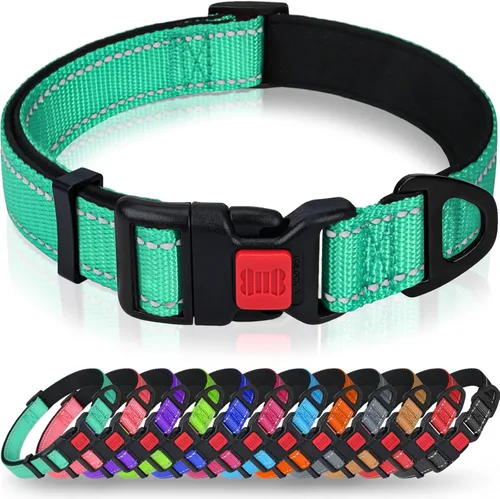 Miniatura 9 de Taglory Collar reflectante para perro con hebilla de bloqueo de seguridad, collares ajustables de nailon para mascotas para perros grandes, hembras