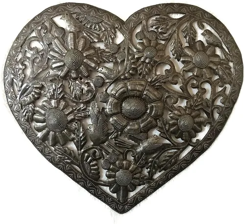 I Love You with all my Heart, único corazón floral de metal original, placa colgante de pared para interiores y exteriores, colección de regalo de
