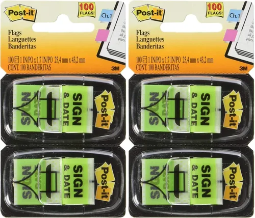 Miniatura 10 de Post-it Banderas 680-SD2, de 1 pulgada de ancho, verde, banderas de señal y fecha - Paquete de 24