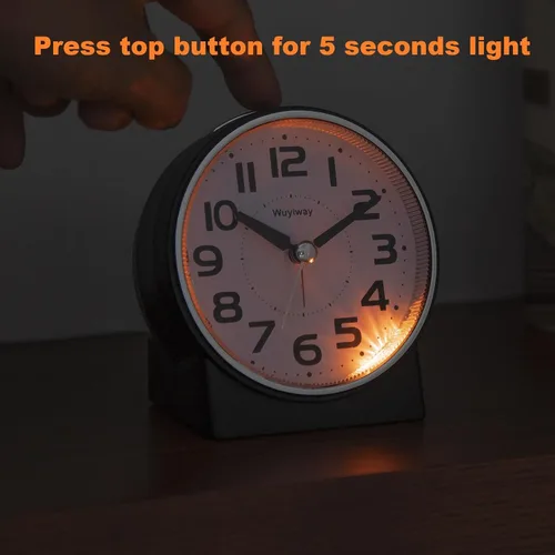 Miniatura 4 de Reloj despertador analógico sin tictac de 4.3 pulgadas, lectura silenciosa para personas mayores, fácil de configurar, alarma de aumento gradual