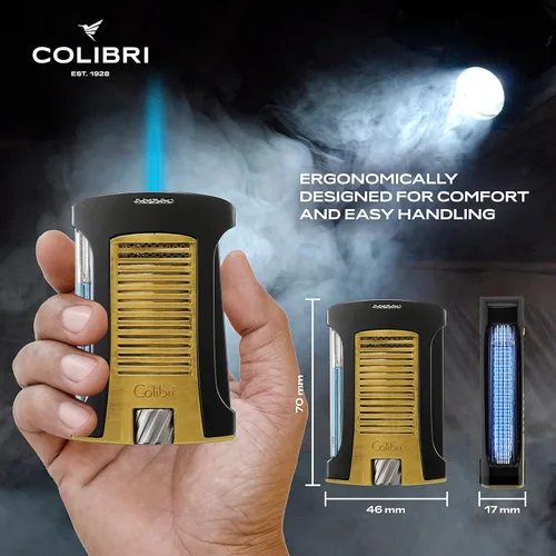Miniatura 2 de Colibri Daytona - Encendedor de butano resistente al viento: llama ajustable, encendedor de puros recargable de un solo chorro, diseño ergonómico Oro