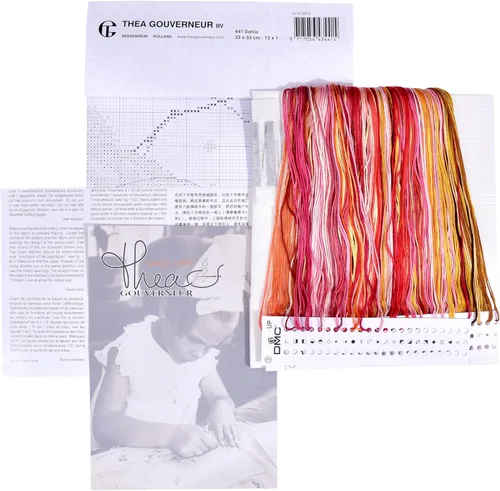 Miniatura 3 de Thea Gouverneur - Kit de punto de cruz con cuentas - Dalia - Aida - 16 unidades - Kit de bordado para adultos - Hilos de bordado DMC y otros 441A