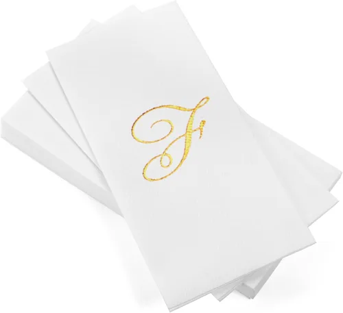 Miniatura 54 de AH AMERICAN HOMESTEAD Servilletas desechables – Servilletas doradas con monograma para invitados, servilletas acolchadas como tela para baño