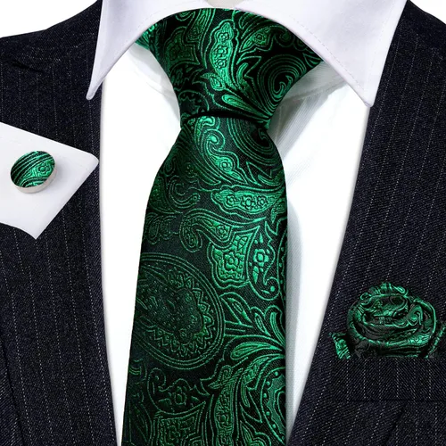 Miniatura 63 de Barry.Wang - Juego de corbata de seda para hombre, diseño de cachemira, pañuelo y gemelos de bolsillo