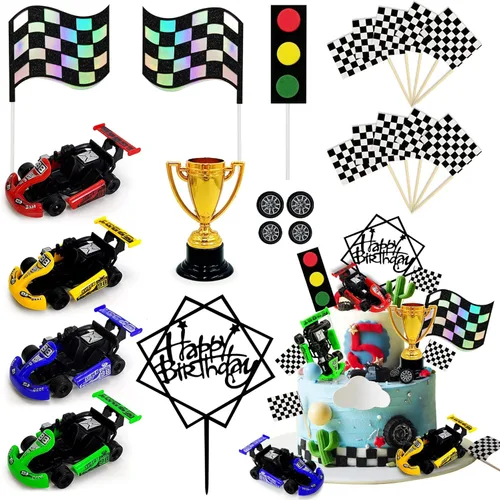 Miniatura 8 de Decoración de Pastel de Coche de Carreras Decoración Superior de Pastel de Coche de Carreras Decoraciones de Pastel de Cumpleaños de Coche