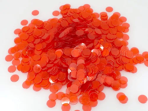 Miniatura 2 de Regal Bingo Chips de bingo de plástico, 1000 piezas, juego de fichas transparentes transparentes para juegos de mesa, divertida noche de bingo Rojo