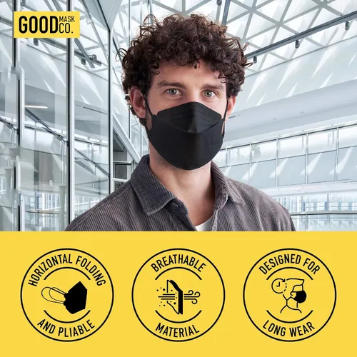 Miniatura 5 de Good Mask Co. Good Comfort KN95 - Mascarilla facial KN95 desechable, plegable, eficiencia de filtro del 95 %, máscaras faciales cómodas, máscaras