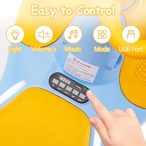 Miniatura 7 de Coche Eléctrico Wiggle para Niños, Batería Recargable de 12V, Scooter Oscilante 2 en 1 con Pedal, 3 Velocidades, Altavoz Musical y Ruedas con Luces