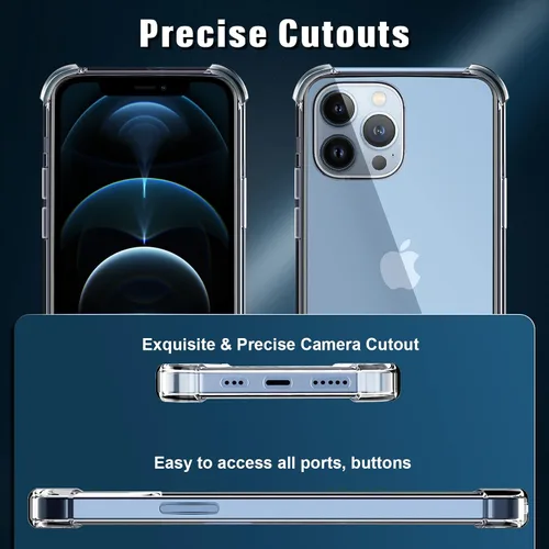 Miniatura 5 de Funda transparente 5 en 1 para iPhone 12 Pro de 6.1 pulgadas, con 2 protectores de pantalla HD + 2 protectores de lente de cámara, película