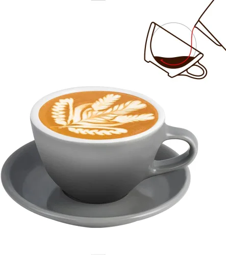 Miniatura 8 de watchget Taza y platillo de porcelana con leche – Taza de cerámica de 9.5 onzas para capuchino, té, latte, café moca, cian