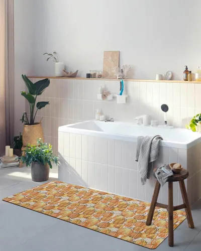 Miniatura 5 de Tapete de baño con diseño abstracto de calabazas para bañera, antideslizante, de secado rápido y absorbente, de tierra de diatomeas, para ducha