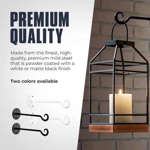 Miniatura 2 de Monarch Abode Ganchos para plantas – Ganchos de pared para cestas colgantes, 7.5 pulgadas de metal negro valla de pared para plantas de pared