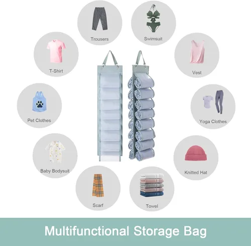 Miniatura 4 de DHSFKBE Organizador de Almacenamiento de Leggings - 2 PCS Organizador de Camisetas, Organizadores de Armario Colgantes y Almacenamiento con 16 Gris