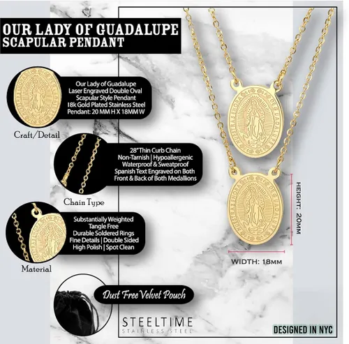 Miniatura 4 de Steeltime - Escapulario de San Benito (18 quilates) chapado en oro de 18 quilates