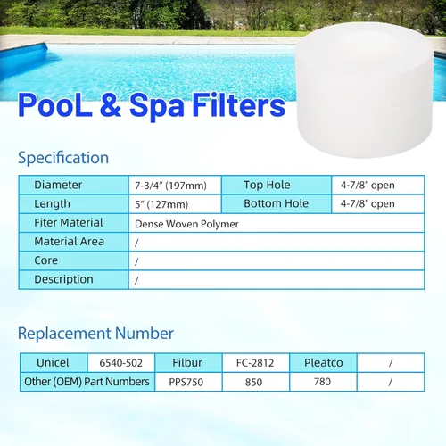 Miniatura 5 de 5CH-502 Cartucho de Filtro para Spa Reemplaza PPM50SC-F2M, Filbur FC-0195, Marquis Spa 20041, 20091, 370-0237, C-5303, 50501, Rosca Macho de 2"/MPT