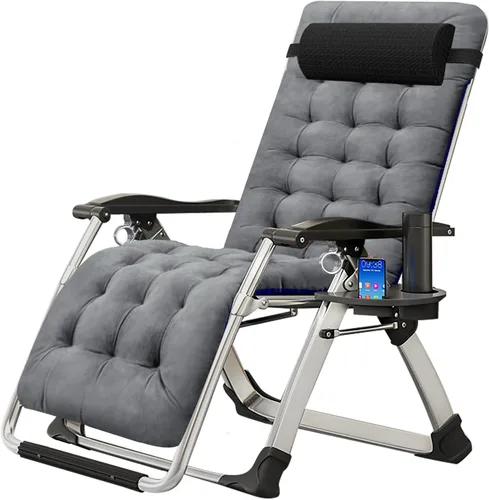 Miniatura 23 de ABORON Silla de gravedad cero mejorada con cojín para reposabrazos, sillas plegables de lona de primera calidad para exteriores, sillas de patio