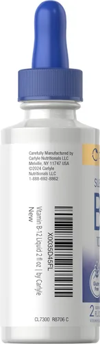 Miniatura 3 de Gotas líquidas sublinguales de vitamina B12 Carlyle 10,000 mcg 2 fl oz Vegetarianas, sin transgénicos, sin gluten