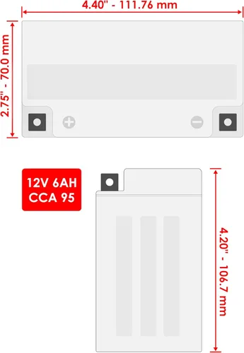 Miniatura 2 de Caltric Batería AGM de 12 V 6 Ah YTZ7S compatible con Honda CRF250F 2019 2021 2022-2025