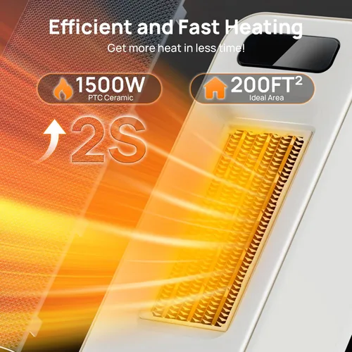 Miniatura 2 de FLANUR Calentadores de espacio para uso en interiores, calentador eléctrico portátil inteligente con termostato, WiFi y control de voz, temporizador