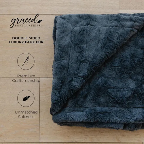 Miniatura 5 de GRACED SOFT LUXURIES - Cobija de piel sintética de carbón, ultra suave y esponjosa, tamaño 50x60 pulgadas Cálida, gruesa y acogedora Perfecta