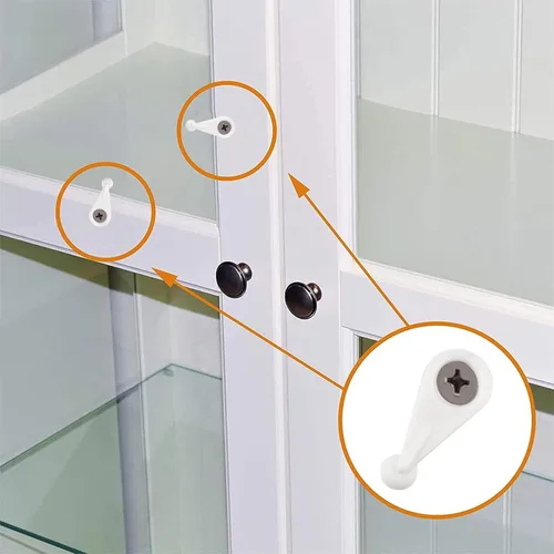Miniatura 5 de MOROBOR Kit de 50 clips de retención de vidrio, panel de vidrio y clips de retención de puerta con tornillos (blanco puro)