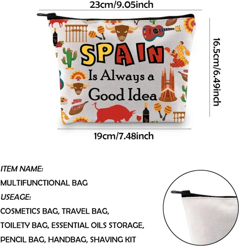Miniatura 2 de WCGXKO España amante regalo viaje a España regalo España es siempre una buena idea cremallera bolsa cosméticos bolsa, España, Cremallera