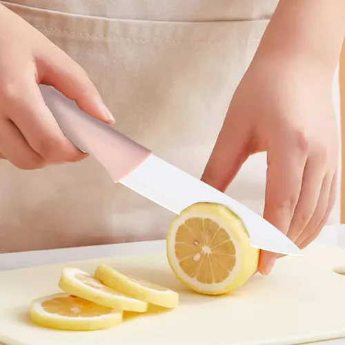 Miniatura 6 de Juego de cuchillos de chef, cuchillos de cerámica de 3 piezas, cuchillo de frutas de 4 pulgadas adecuado para la mayoría de verduras, frutas y carnes