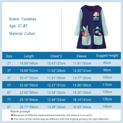 Miniatura 7 de Youlebao Ropa de manga larga para niñas pequeñas, vestidos de otoño e invierno para niñas de 2 a 7 años