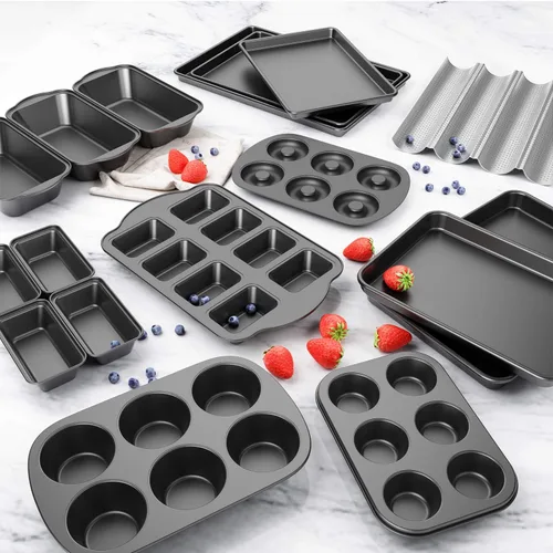 Miniatura 5 de Tiawudi Paquete de 3 Moldes Antiadherentes para Muffins, Molde de Acero al Carbono para Cupcakes, Fácil de Limpiar y Perfecto para Hacer Muffins