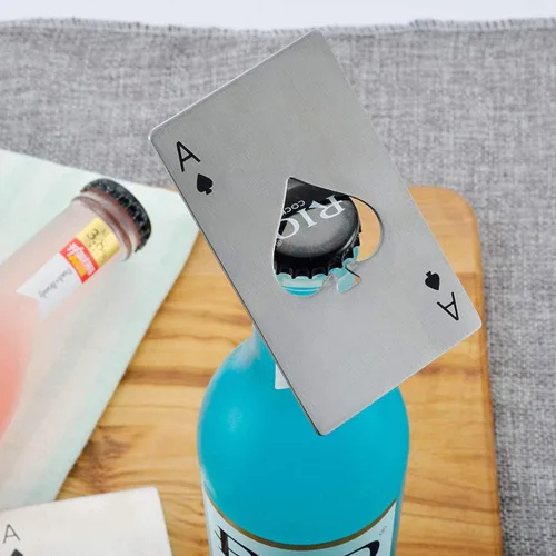 Miniatura 6 de Ace Of Spades - Abridor de botellas de acero inoxidable portátil, tamaño de tarjeta de crédito, abrelatas portátil de acero inoxidable