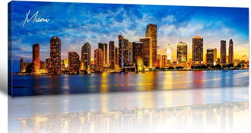 Miniatura 36 de DJSYLIFE - Cuadros de pared con paisaje urbano de Boston, lienzo impreso en colores, imágenes nocturnas de la ciudad de EE. UU., pósteres