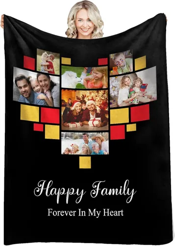 Miniatura 25 de Manta personalizada con fotos, texto, fotos personalizadas, mantas para adultos y niños, cumpleaños familiar, 1 foto, 50 x 40 pulgadas