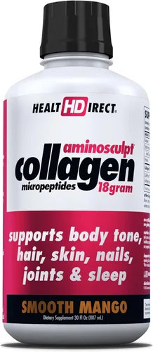 Suplemento de péptido líquido de colágeno de tipo 1 AminoSculpt sin azúcar de Health Direct (0,56 oz de fuerza), pasto, certificado como alimentado