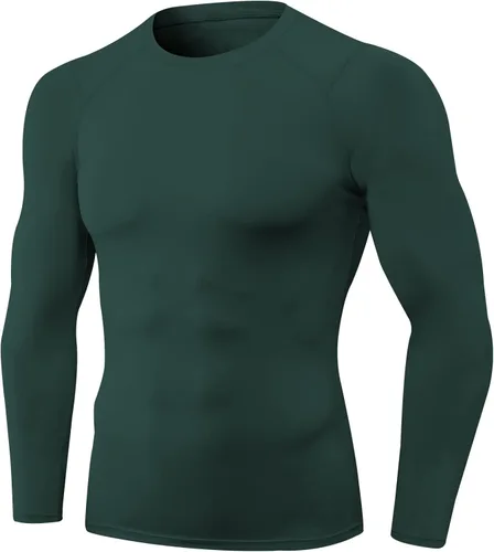 Miniatura 5 de 3 Pack Men's Athletic Long Sleeve Compression Shirts Base-Layer Quick Dry Workout T Shirts Football Running Tops